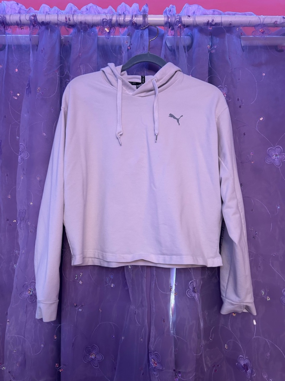 Puma‎ White Cropped Hoodie